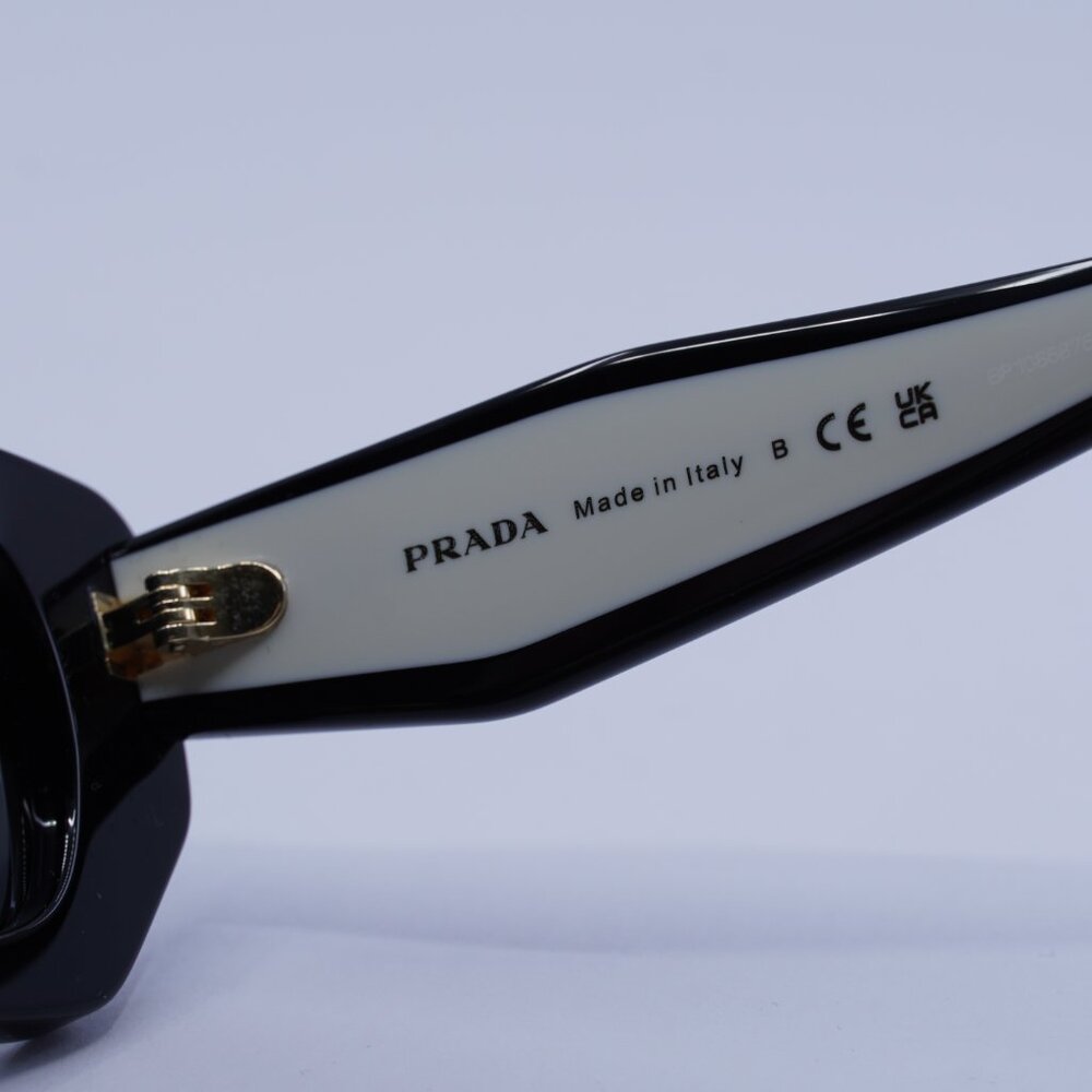 Prada PRB05SF 09Q08Z Sunglasses Black Rectangle Frame, Dark Grey Lenses - Picture 7 of 10